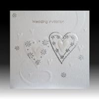 Luxury White Ribbon Wedding Invitation Cards - Pack of 5