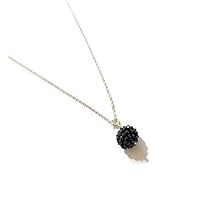 Natural Black Spinel Beads Pendant Necklace 18 Inches With Sterling Silver Chain & Lobster Clasp, Spinel Fine Jewelry