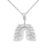 White Gold Human Lungs Anatomy Pendant Necklace - Gold Purity:: 10K, Pendant/Necklace Option: Pendant With 20