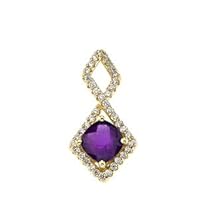 MOD-CHIC INFINITY DIAMOND & GENUINE CHECKERBOARD AMETHYST PENDANT NECKLACE IN YELLOW GOLD - Gold Purity:: 14K, Pendant/Necklace Option: Pendant With 16