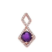 MOD-CHIC INFINITY DIAMOND & GENUINE CHECKERBOARD AMETHYST PENDANT NECKLACE IN ROSE GOLD - Gold Purity:: 10K, Pendant/Necklace Option: Pendant With 18