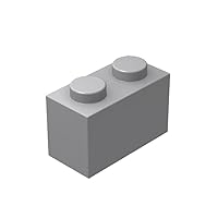 Classic Brick Block Bulk, Light Gray Bricks 1x2, Building Bricks Flat 100 Piece, Compatible with Lego Parts and Pieces: 1x2 Light Gray Bricks(Color:Light Gray)