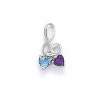 925 Sterling Silver Blue Topaz Amethyst Pendant Necklace Jewelry for Women