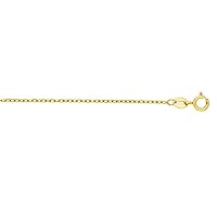 14K Yellow or White Gold 1.3mm Shiny Diamond Cut Faceted Cable Link Chain Necklace for Pendants and Charms with Spring-Ring Clasp (16