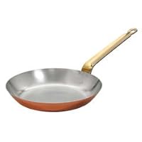 Round New Copper Frying Pan, Pure Copper, 10.6 inches (27 cm), Brass Handle