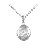 Girls Jewelry - Silver Enameled Heart Love Oval Locket Necklace