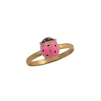 Girls Jewelry - 10K Yellow Gold Size 3 1/2 Pink Enamel Ladybug Ring