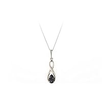 9ct White Gold Figure of 8 Sapphire Drop Pendant with 16