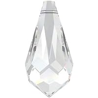 Preciosa 18 Pieces 5.5x11mm Czech Crystal Drop Pendant Faceted Drop Clear Beads, Argent Flare