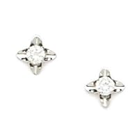 14k White Gold CZ Cubic Zirconia Simulated Diamond Small 4 Point Star Screw Back Earrings Measures 7x7mm Jewelry for Women