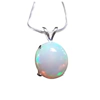 Genuine Ethiopian Fire Opal Pendant 925 Sterling Silver Wedding Necklace Gift, Multi Color