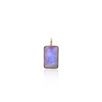 Rasiyo 18K Real Gold with Moonstone natural Gemstone Rectangle shape, White color stone studded in yellow gold pendant for woman.