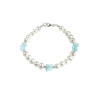 Pearl Bracelet with Aquamarine in Silver