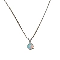 Handmade 925 Sterling Silver Natural Opal Silver Chain Pendant Jewelry Gift For Her