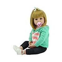 iCradle Lovely Handmade Soft Silicone Reborn Baby Girl Doll 22 Inch 55cm Realistic Looking Newborn Vinyl Dolls Toddler Toy for Kid Xmas Gift Golden Hair