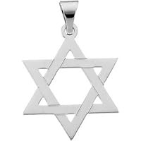 14k White Gold Religious Judaica Star of David Pendant Necklace 25x19mm Jewelry for Women