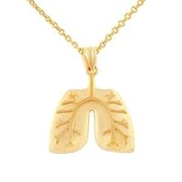 Yellow Gold Human Lungs Anatomy Pendant Necklace - Gold Purity:: 10K, Pendant/Necklace Option: Pendant With 20
