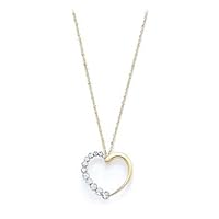 14k Two Tone Gold Love Heart Journey Necklace Pendant Jewelry Gifts for Women