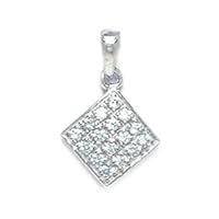 14k White Gold CZ Cubic Zirconia Simulated Diamond Kite Shaped Pendant Necklace Measures 19x12mm Jewelry for Women