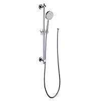 ALL METAL 27.5 Inch Shower Slide Bar Bundle and Handheld Shower Head with Hose — CHROME — 2.5 GPM High Pressure Spray Wand — Easily Adjust Height & Angle of Handshower