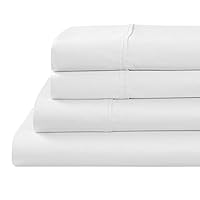 4-Pcs Premium Bedding Set- 800-TC 100% Cotton White Rv-King Size Sheets-Long Staple Cotton Cooling Bed Sheets, Mattress Fits Upto 12'' Deep Pockets Fitted Sheet