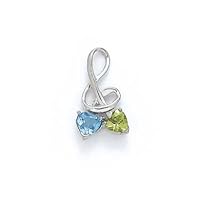 925 Sterling Silver Blue Topaz and Peridot Pendant Necklace Jewelry for Women