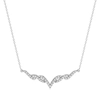 0.25 Carat Pave Set Round Brilliant Cut Diamonds Pendant Chain Necklace in 18K White Gold|Luxury Deluxe Collection for Gift