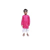 Vrindaa Kids Printed Cotton Dhoti Kurta Set for Boys Indian Traditional Party Wear Bollywood Style Wedding Dress
