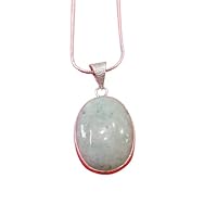 925 Sterling Silver Gemstone Blue Amazonite Pendant With Chian Necklace Jewelry