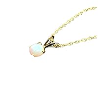 Sterling Silver Gold Plated Genuine Round Ethiopian Opal Prong Pendant Necklace Gift