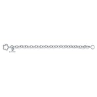 925 Sterling Silver Diamond Flower Toggle Bracelet 7 Inch Jewelry Gifts for Women