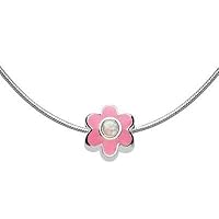 Girl's Jewelry - Silver Simulated Birthstone Flower Bead Snake Chain Necklace