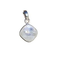 Natural rainbow square moonstone wedding pendant 925 Sterling Silver Gemstone Jewelry for gift