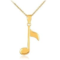GOLD EIGHTH NOTE PENDANT NECKLACE - Gold Purity:: 14K, Pendant/Necklace Option: Pendant Only