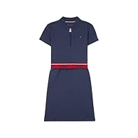 Tommy Hilfiger Girls' Adaptive Short Sleeve Zip Dress, Cobalt Sapphire