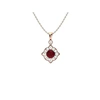 Ruby Brilliant Cut Round 5.00mm Vintage Solitaire Pendant | Sterling Silver 925 With 18 Inch Chain | A Pendant For Girls And Woman's | For Christmas, Birthday And Valentine Celebrations.