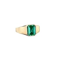 4.5 CT Emerald Signet Ring Vintage Emerald Engagement Ring Unisex Signet Rings Green Gemstone Signet Ring Unique Handmade Ring Men Wedding Ring