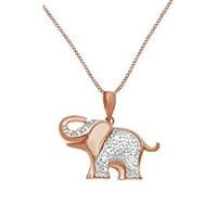 0.1 Ct Round Cut Diamond Elephant Pendant Necklace 14K Rose Gold Plated