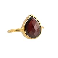 Pompom Garnet gemstone Rings 925 Silver Band 10x12 mm pear