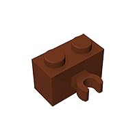 Gobricks GDS-651 Brick 1X2 W. Horizontal Holder Compatible with Lego 95820 30237 All Major Brick Brands Toys Building Blocks Technical Parts Assembles DIY (192 Reddish Brown(081),30 PCS)