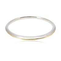 Will and Weaves Stainless Steel Kada Bracelet Sikh Steel Kara for Men and Women with Golden Line 2.6 Inch Diameter Silver