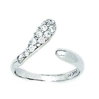 14k White Gold CZ Cubic Zirconia Simulated Diamond Top Adjustable Snake Shape Body Jewelry Toe Ring Jewelry for Women