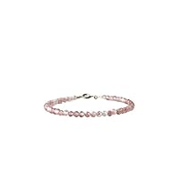 Strawberry Quartz bracelet, gift for Her, rutilated crystal jewelry, 3mm bead bracelet, womens bracelet, pink stone bracelet, gifts for Her - CHIK-BRACE- 16018