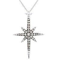 0.24 Cttw Round Cut Diamond Northern Star Pendant Necklace 10K Solid White Gold