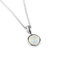 Natural round rainbow moonstone Pendant 925 Sterling silver amazing gift jewelry