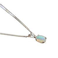 Natural Ethiopian Welo Opal 925 Sterling Silver Pendant Necklace Jewewlry