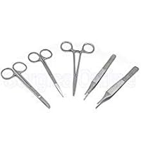 SURGICAL ONLINE 5 Pieces Scissors Forceps Hemostats Needle Holders Suture Lacreamon Set