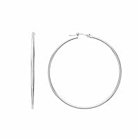 10k Yellow or White Gold 1.5mm Solid Polished Round Hoop Earrings for Women | 1.5mm Thick | Classic Style | Hoop Earrings | Secure Click-Top | Polished Earrings, 25mm-40mm