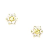 14k Yellow Gold November Yellow CZ Small Flower Screw Back Earrings Measures 6x6mm Jewelry for Women