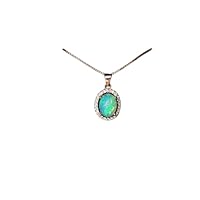 925 Sterling Silver Gold Plated Genuine Ethiopian Opal Pendant With Chain Gift Jewelry